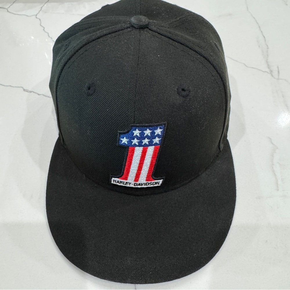 Harley-Davidson Black Cap with American Flag Design
